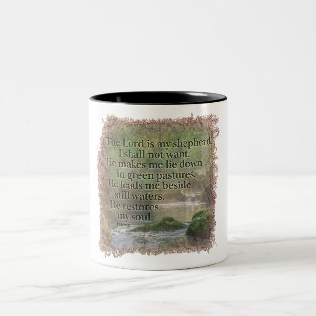 Caneca De Café Em Dois Tons PSALM 23:1 - Coffee Mug (Centro)