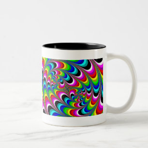 Caneca De Café Em Dois Tons Psicodélico - Fractal