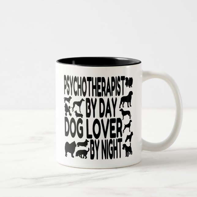 Caneca De Café Em Dois Tons Psicoterapeuta do cão Lover (Direita)