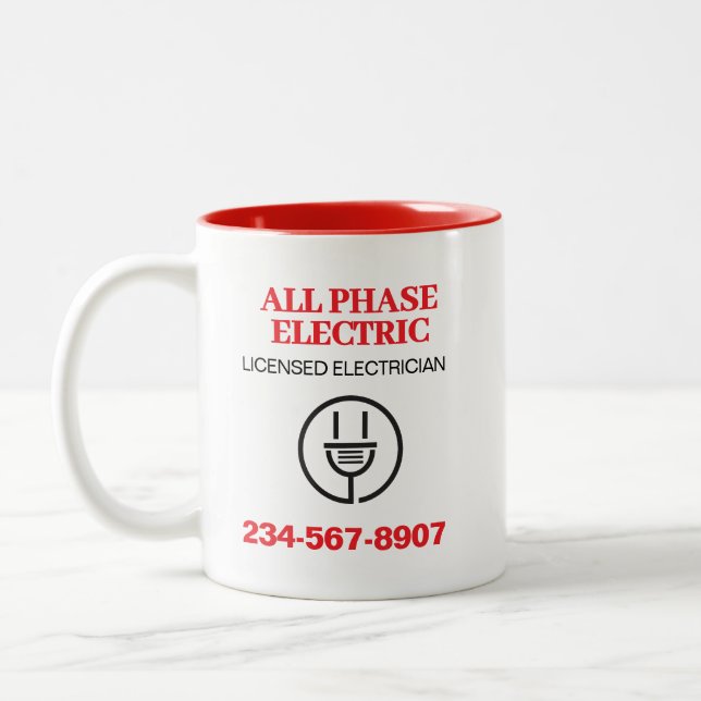 Caneca De Café Em Dois Tons Publicidade de Eletricista Profissional (Esquerda)