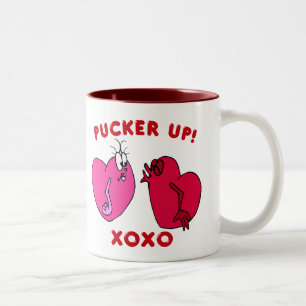 Caneca De Café Em Dois Tons Pucker up Namorados Hearts Mug