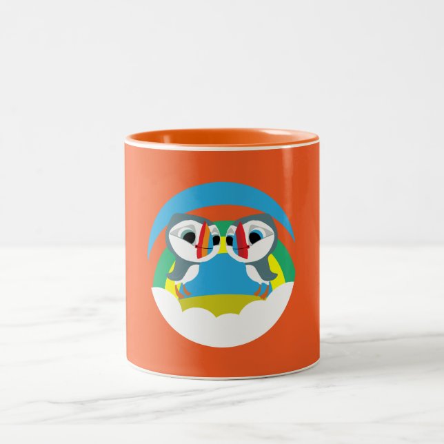 Caneca De Café Em Dois Tons Puffin Rocks (Centro)