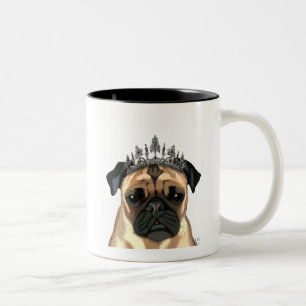 Caneca De Café Em Dois Tons Pug Com Tiara