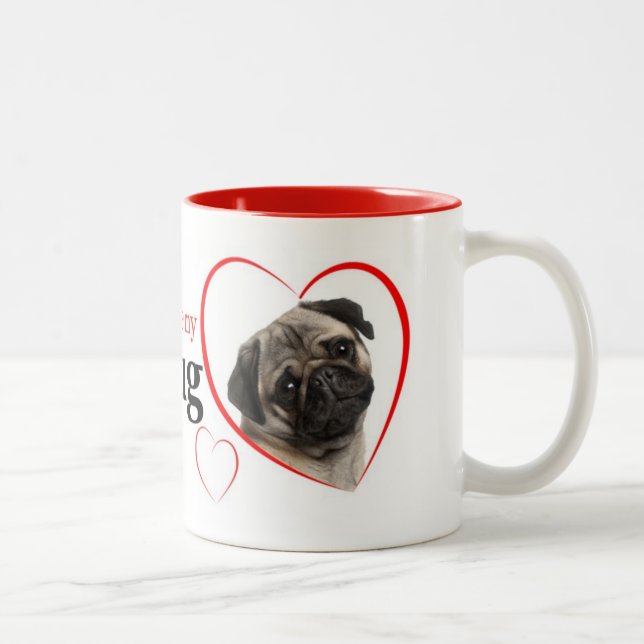 Caneca De Café Em Dois Tons Pug Love Mug (Direita)