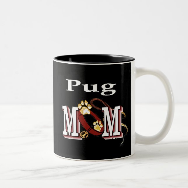 Caneca De Café Em Dois Tons Pug Mãe Mug (Direita)