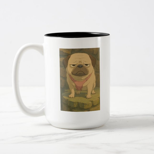 Caneca De Café Em Dois Tons Pug Mug Grumpy (Esquerda)