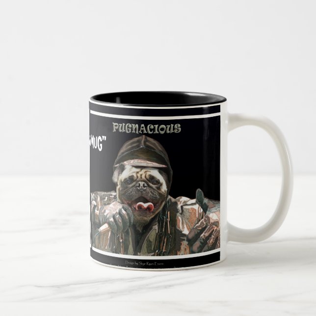 Caneca De Café Em Dois Tons "PUG on a MUG" (Direita)