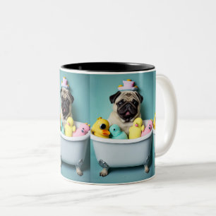 Caneca De Café Em Dois Tons Pug Paradise: Uma Beleza Bandeira na Tubagem