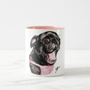 Caneca De Café Em Dois Tons Pug preto Whassup?!