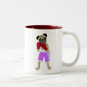 Caneca De Café Em Dois Tons Pugilista das luvas de encaixotamento do cão do