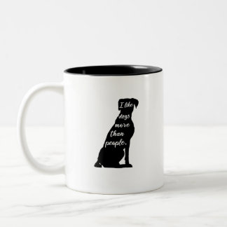 Caneca De Café Em Dois Tons Pugilista eu gosto de cães mais do que pessoas do