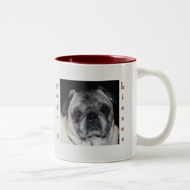 Caneca De Café Em Dois Tons Pugs e Kisses Mug (Direita)