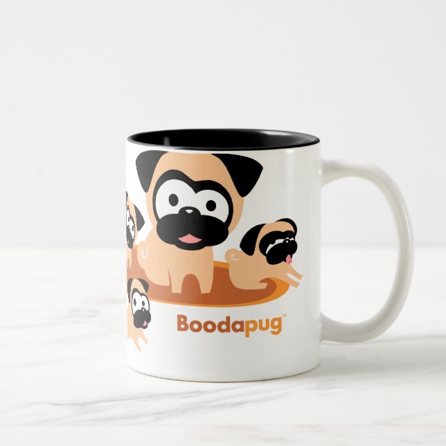 Caneca De Café Em Dois Tons Pugs inteiros de Lotta (alaranjados) (Direita)