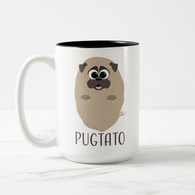 Caneca De Café Em Dois Tons Pugtato! (Esquerda)