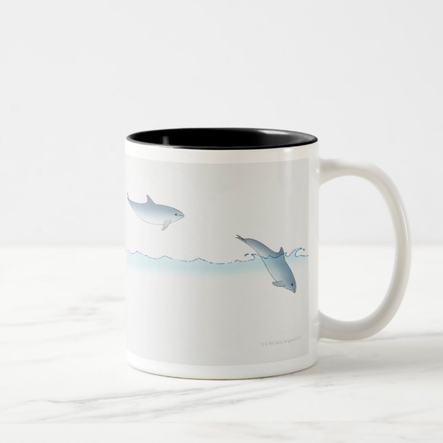 Caneca De Café Em Dois Tons Pulando o golfinho (Direita)