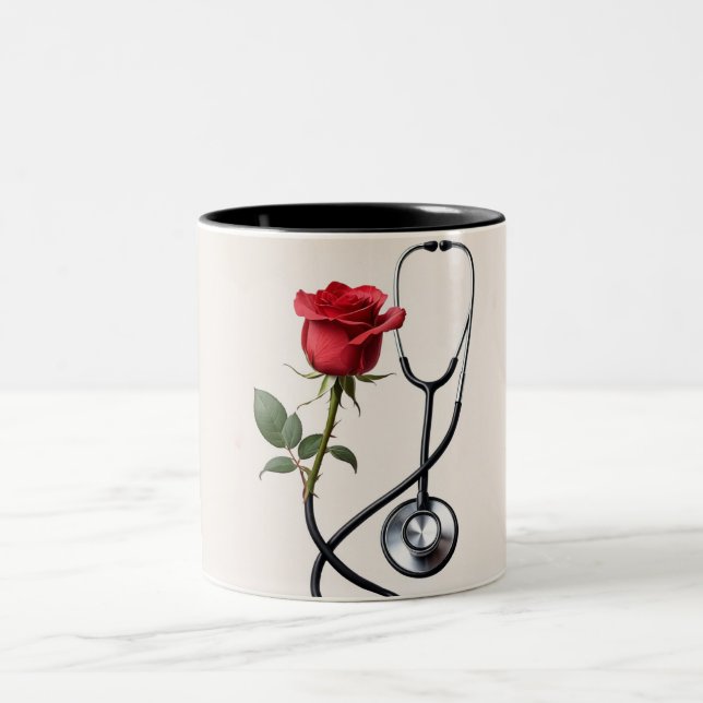 Caneca De Café Em Dois Tons Pulsação em uma taça: Stethoscope Mug (Centro)