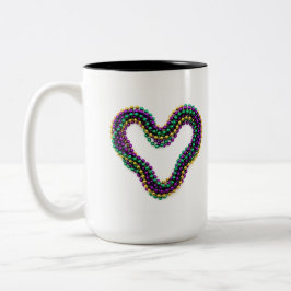 Caneca De Café Em Dois Tons Pulseiras de Coração de Mardi Gras Roxo Dourado Ve