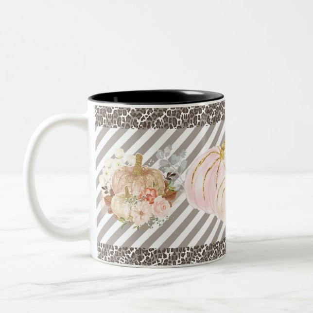 Caneca De Café Em Dois Tons  Pumpkin Autumn Lepard Mug  (Esquerda)