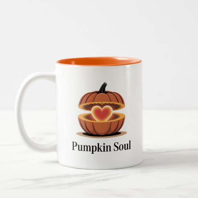 Caneca De Café Em Dois Tons Pumpkin Soul Autumn Coffee Mug (Esquerda)
