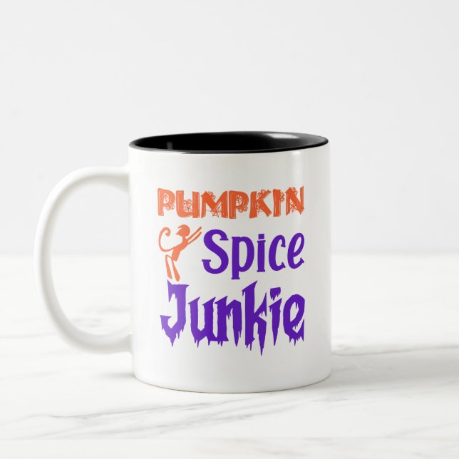 Caneca De Café Em Dois Tons Pumpkin Spice Junkie (Esquerda)