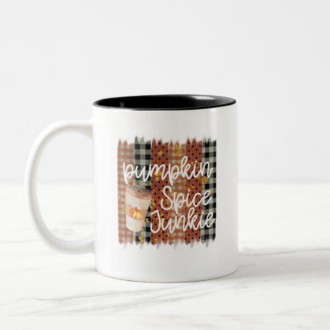 Caneca De Café Em Dois Tons Pumpkin Spice Junkie - outono russo (Esquerda)