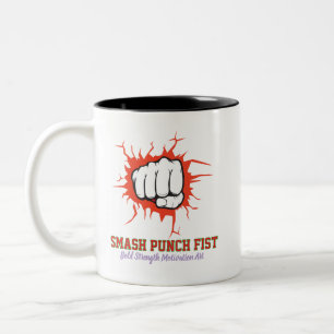 Caneca De Café Em Dois Tons Punho de Soco Esmagador – Arte de Motivação de For