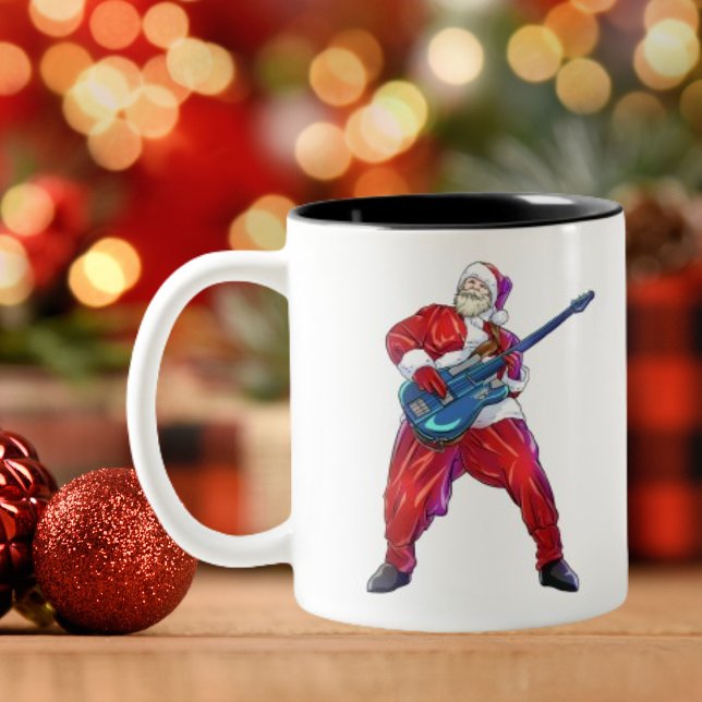 Caneca De Café Em Dois Tons Punk Rock do Papai Noel de Natal (Criador carregado)