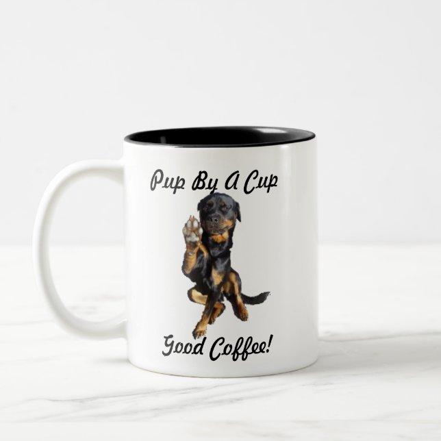 Caneca De Café Em Dois Tons Pup Por Uma Taça (Esquerda)