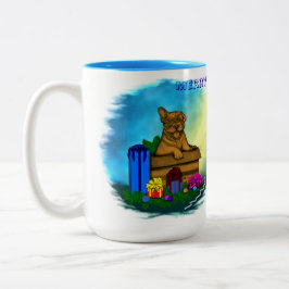 Caneca De Café Em Dois Tons Puppy em uma caixa, Merry Xmas
