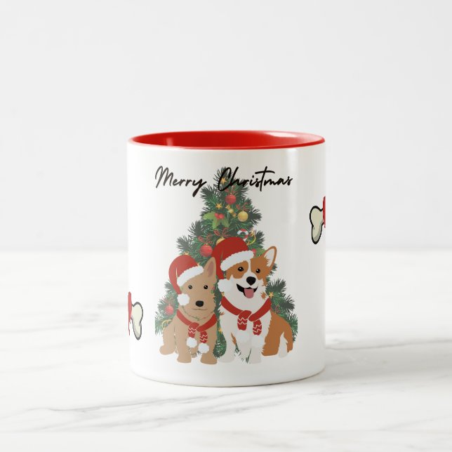 Caneca De Café Em Dois Tons Pups Natal - Mug Feriado (Centro)