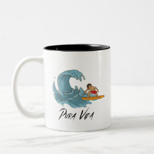 Caneca De Café Em Dois Tons Pura Vida Navegando na Costa Rica