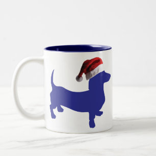 Caneca De Café Em Dois Tons Purple-Doxie---E-Chapéu-De-Papai-Noel