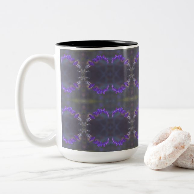 Caneca De Café Em Dois Tons Purple Floral Garden (Com Donut)