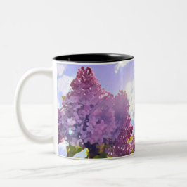 Caneca De Café Em Dois Tons purple Floral photo bouquet inspirational phrase