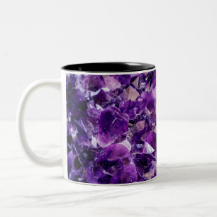 Caneca De Café Em Dois Tons Púrpura Ametist Crystal Geode Gemstone Mug