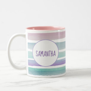 Caneca De Café Em Dois Tons Púrpura Azul Rosa Pálido