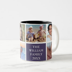 Caneca De Café Em Dois Tons Púrpura de Mulberry de Colagem de Fotos da Família