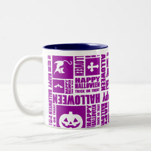 Caneca De Café Em Dois Tons Púrpura de Tipografia Legal do Halloween