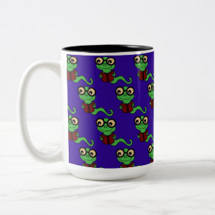 Caneca De Café Em Dois Tons Púrpura do Bookworm Feliz