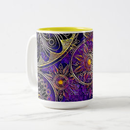 Caneca De Café Em Dois Tons Púrpura e Amarela, 15 oz, Mug de dois tons