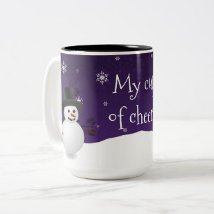 Caneca De Café Em Dois Tons Púrpura Snowman Winter Scense Christmas Mug