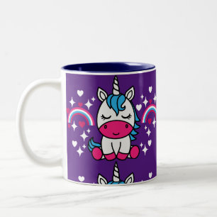 Caneca De Café Em Dois Tons Púrpura Unicorn Pony