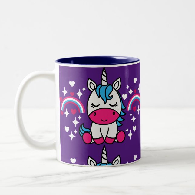 Caneca De Café Em Dois Tons Púrpura Unicorn Pony (Esquerda)