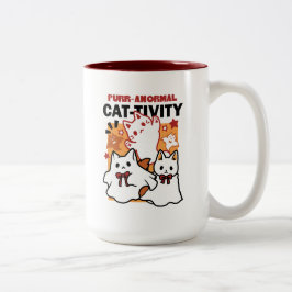 Caneca De Café Em Dois Tons Purr-anormal Cat-tivity Fogueira de Halloween Desi