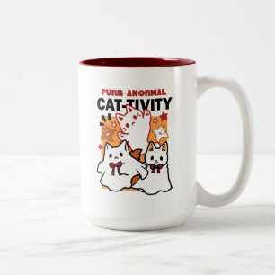 Caneca De Café Em Dois Tons Purr-anormal Cat-tivity Fogueira de Halloween Desi