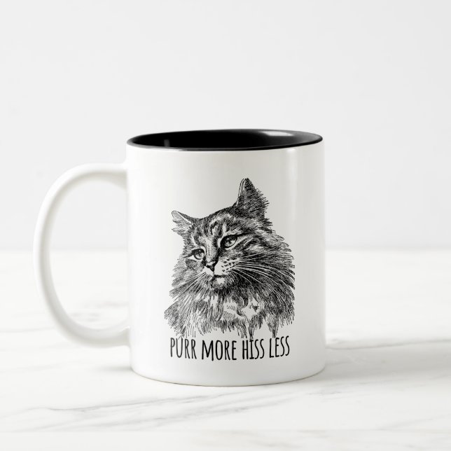 Caneca De Café Em Dois Tons Purr More Hiss Less Pretty Kitty (Esquerda)