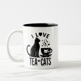 Caneca De Café Em Dois Tons Purrfect Brew: Eu adoro chá e gatos
