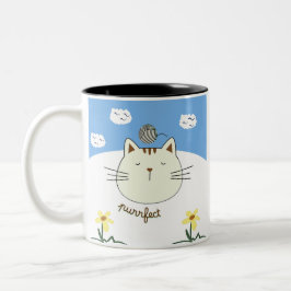 Caneca De Café Em Dois Tons Purring Cat with Yarn Ball