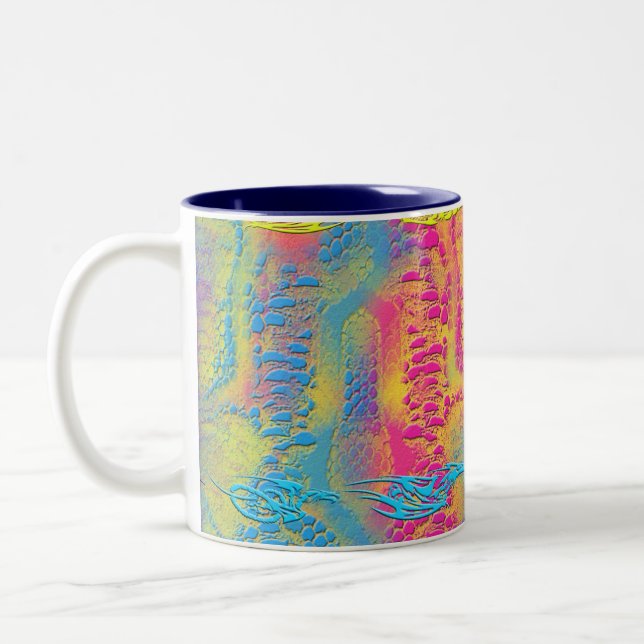 Caneca De Café Em Dois Tons PYTHON - fractal decorativo moderno - (Esquerda)