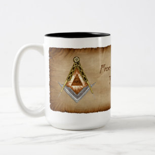 Caneca De Café Em Dois Tons Quadrado e compasso com todo o olho de vista